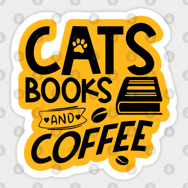 Cat books and coffee Sticker by trendybestgift